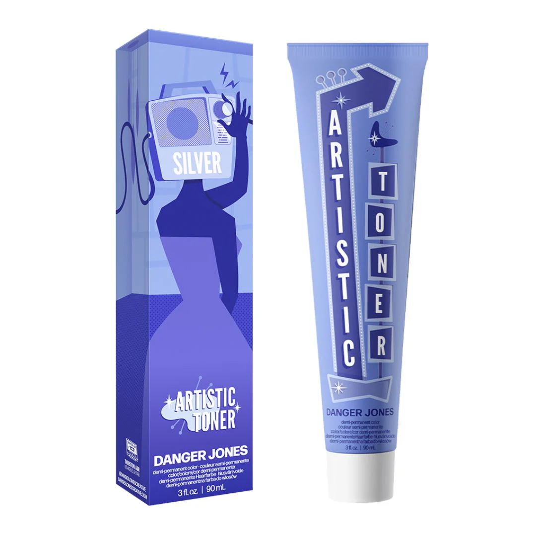 Danger Jones Artistic Toner Demi Permanent Cream Hair Color Silver 90ml