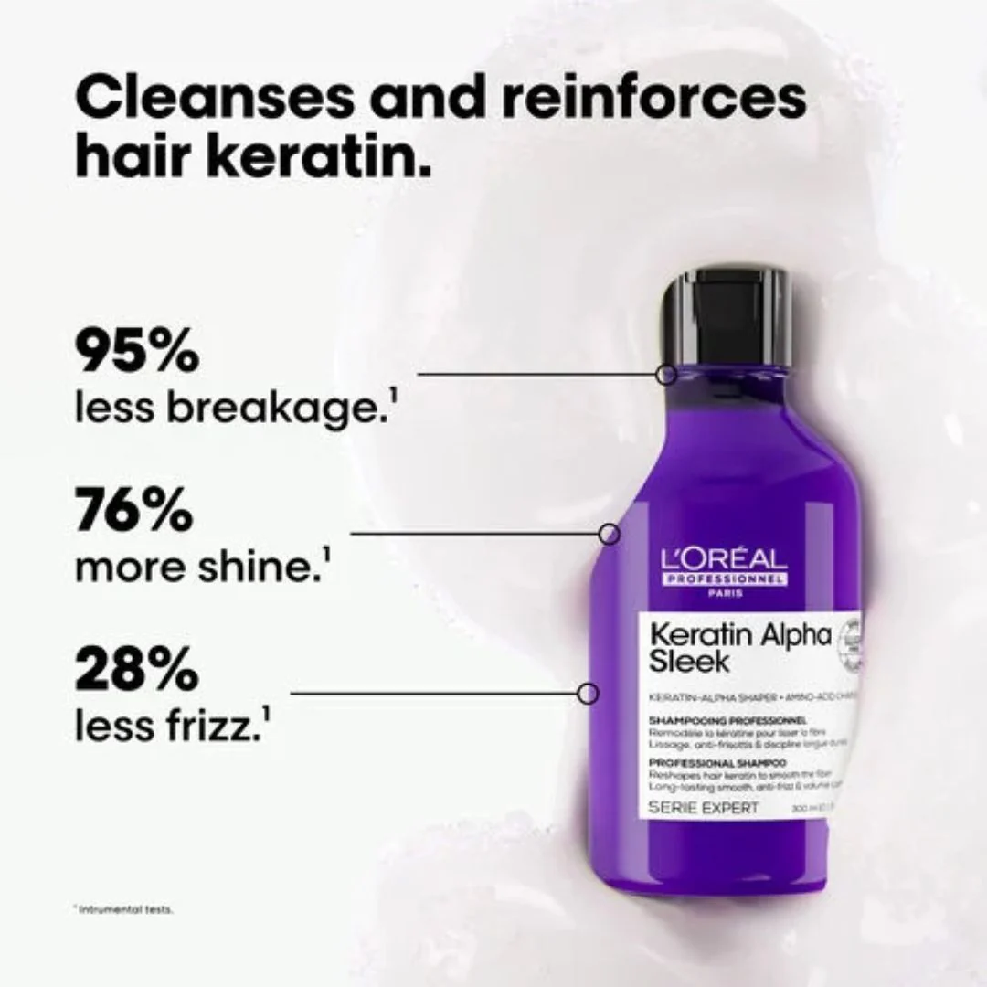 L'Oreal Professionnel Keratin Alpha Sleek Shampoo 300ml - Image 2